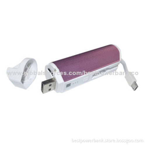 Outside Aluminum Alloy Material Portable Power Bank, 2,200mAh with Card Read Function